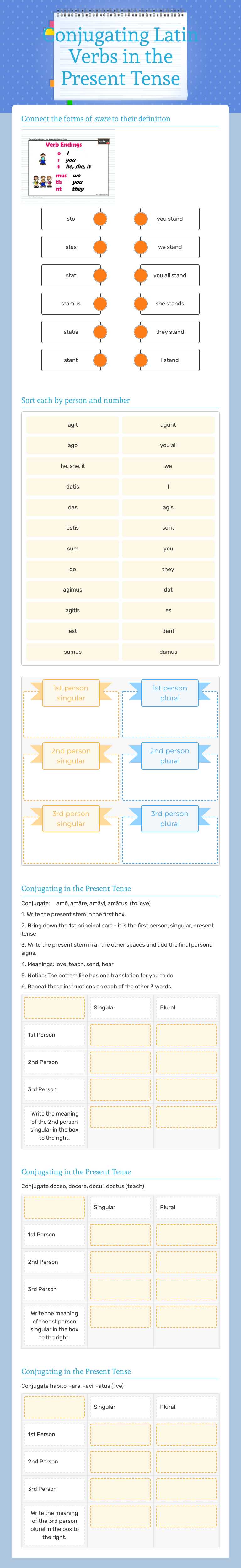 Conjugating Latin Verbs
in the Present Tense worksheet preview image
