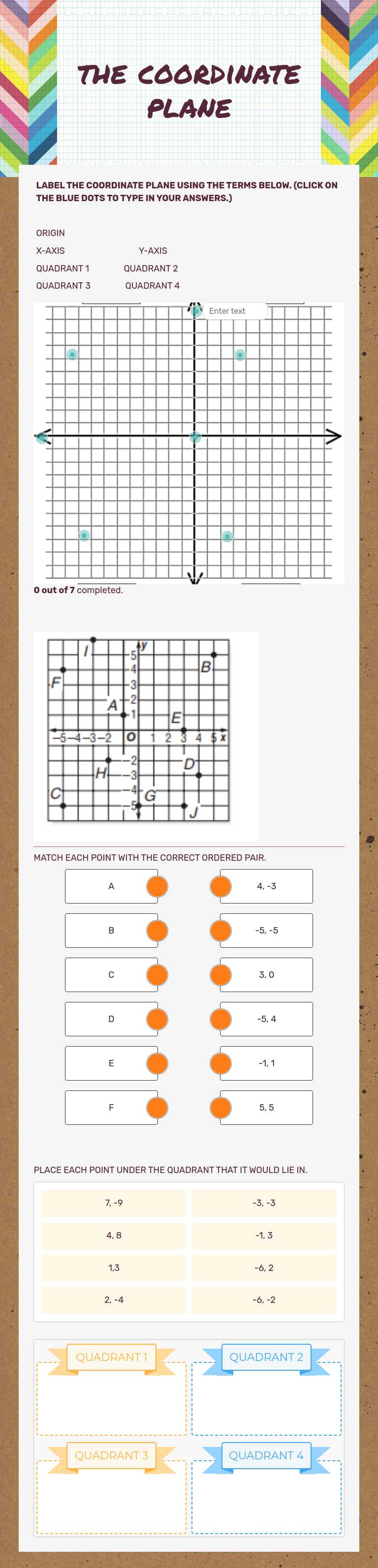 the coordinate plane worksheet preview image