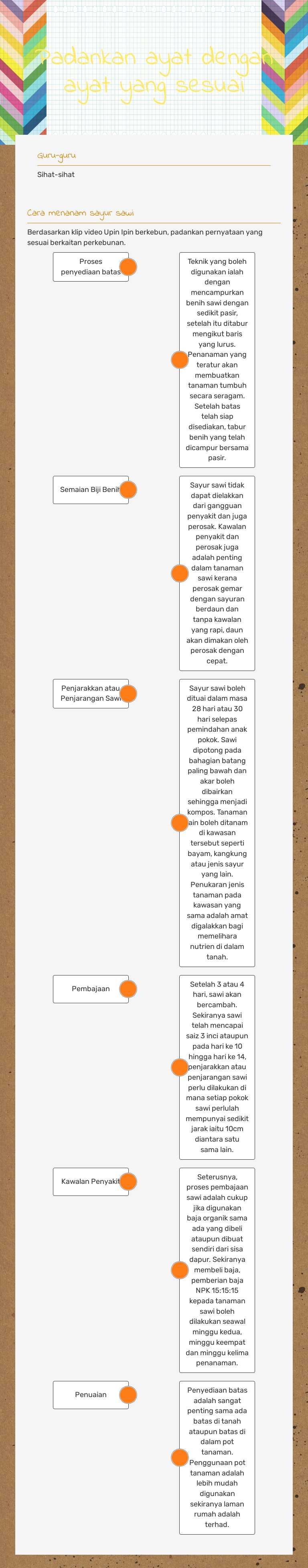 Padankan ayat dengan ayat yang sesuai worksheet preview image