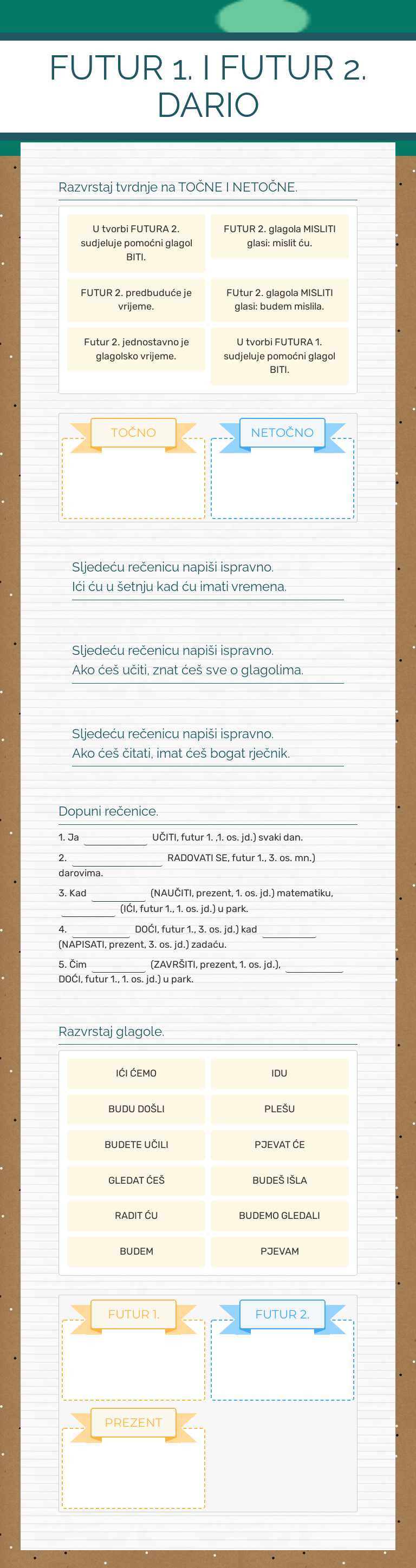 FUTUR 1. I FUTUR 2. DARIO Grade 6 worksheet preview