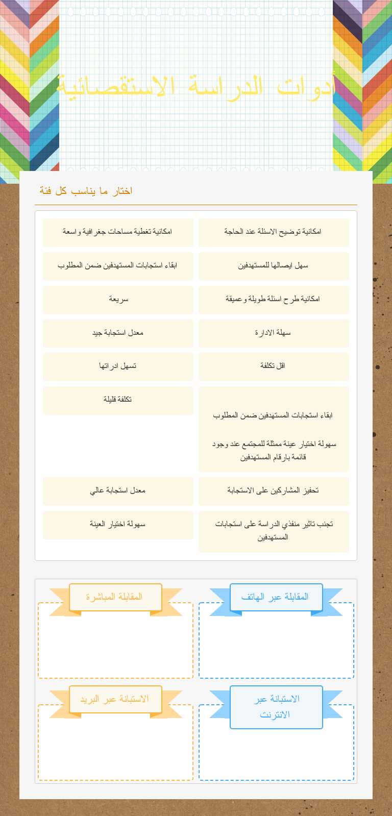 أدوات الدراسة الاستقصائية worksheet preview image