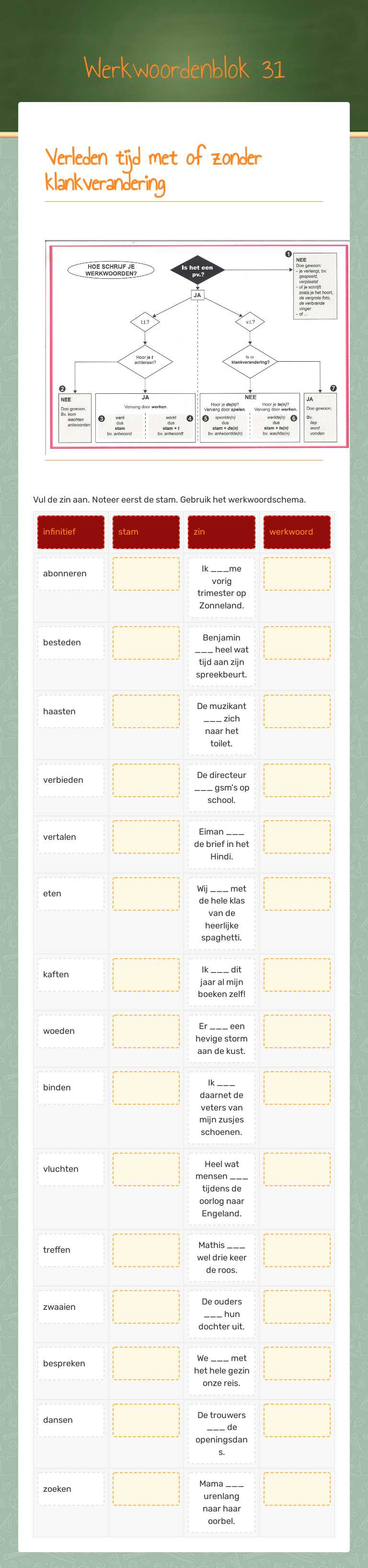 Werkwoordenblok 31 Grade 6 worksheet preview