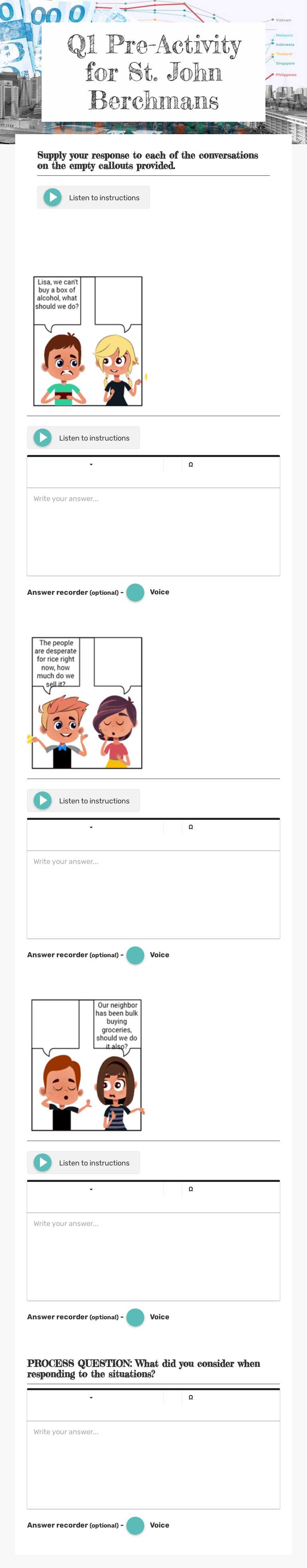 Q1 Pre-Activity for St. John Berchmans worksheet preview