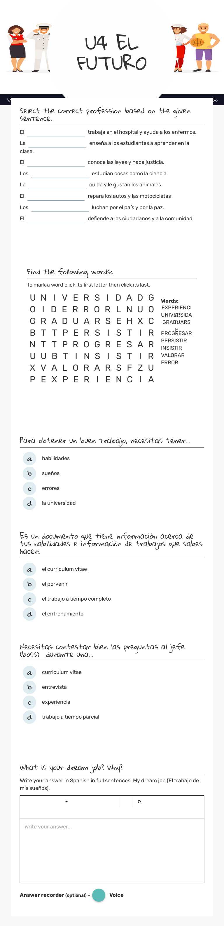 U4 EL FUTURO worksheet preview image