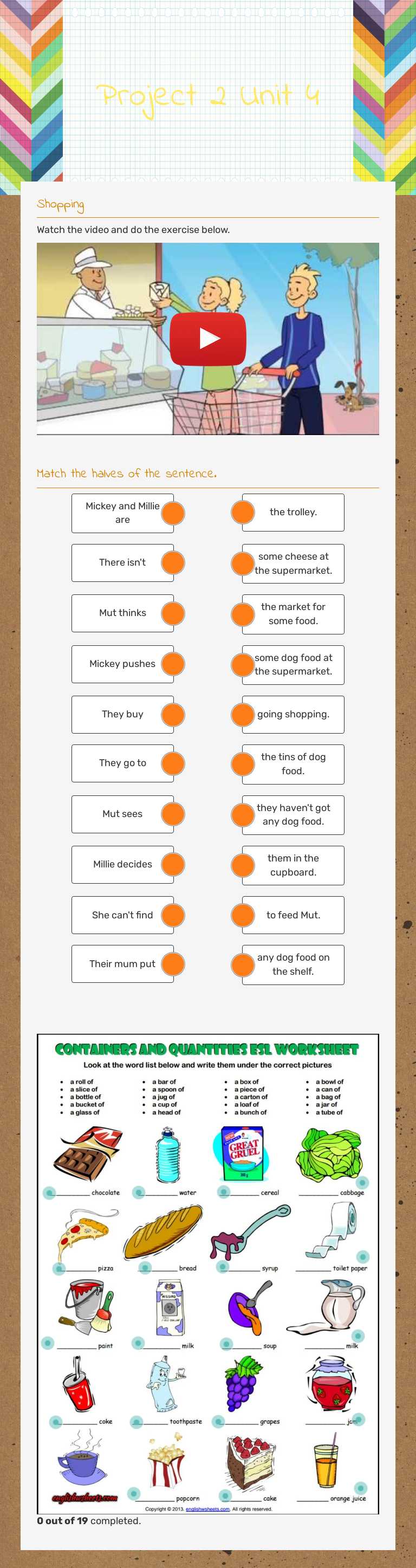Project 2 Unit 4 worksheet preview image