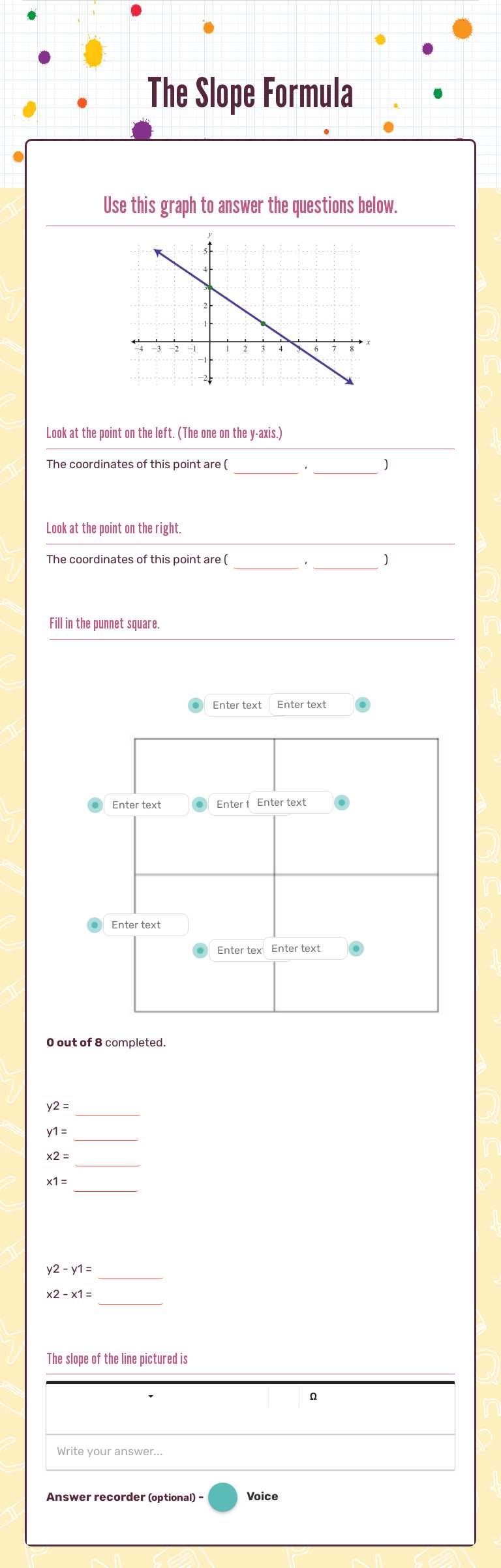 The Slope Formula worksheet preview image