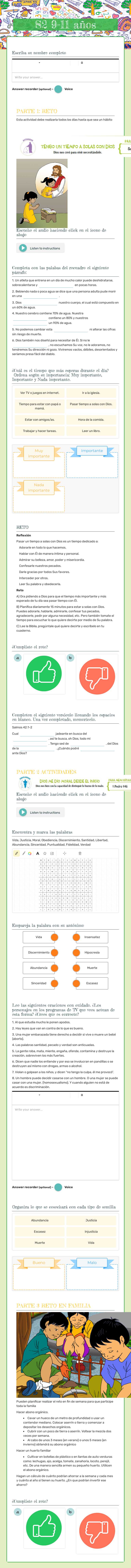 S2 9-11 años worksheet preview image