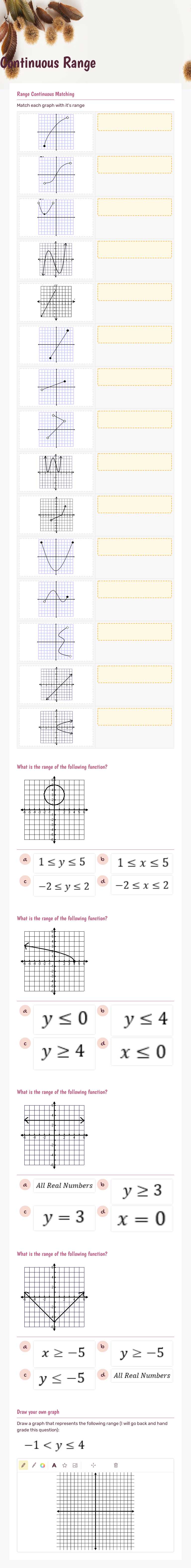 Continuous Range Grade 9 worksheet preview