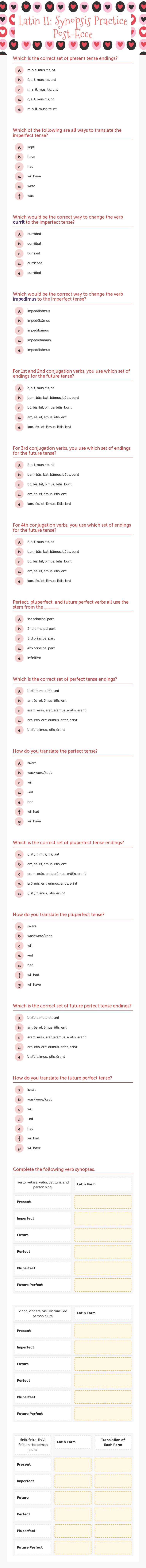 Latin II: Synopsis Practice Post-Ecce worksheet preview image