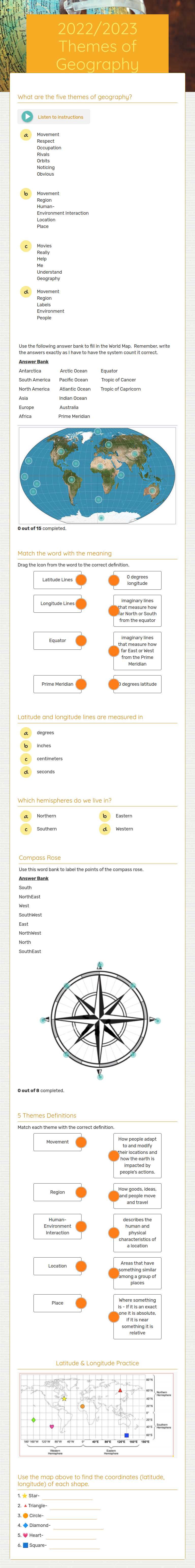 2022/2023 Themes of Geography worksheet preview image