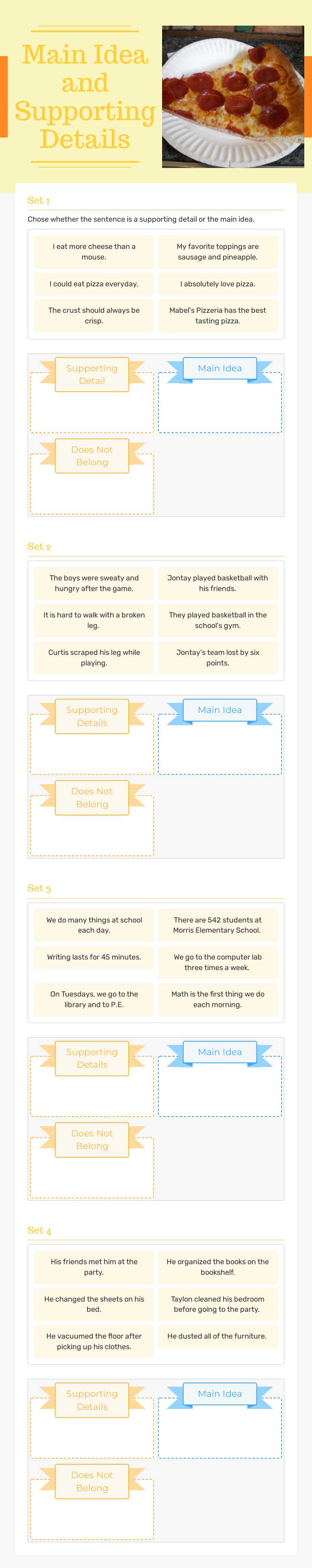 Main Idea and Supporting Details worksheet preview image