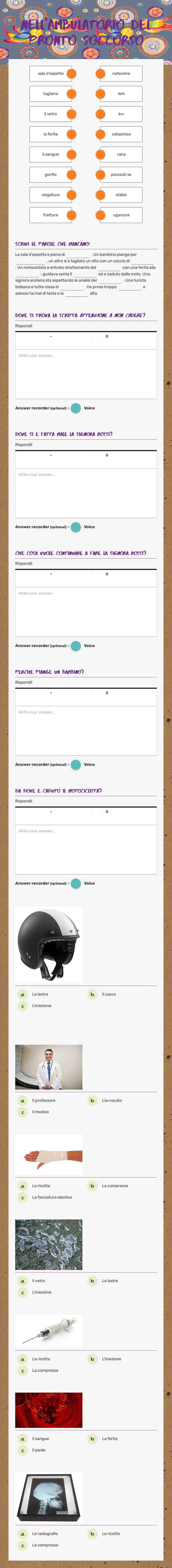 Nell'ambulatorio del pronto soccorso Grade 7 worksheet preview