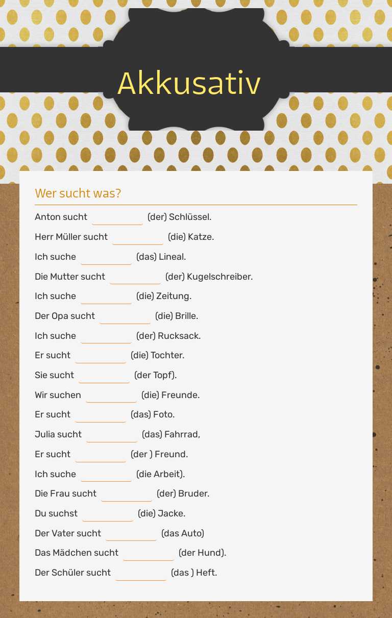 Akkusativ worksheet preview image