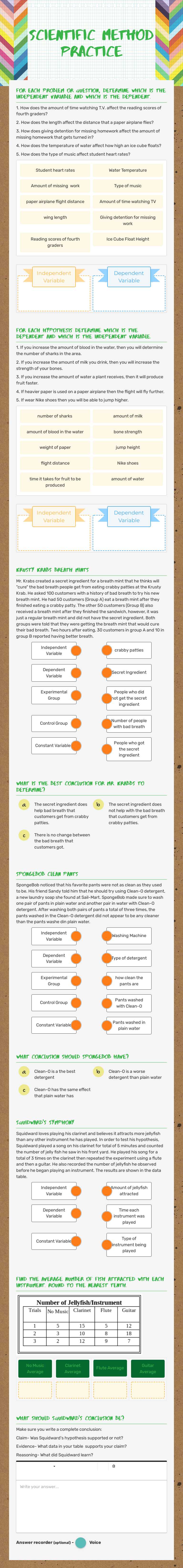 Scientific Method Practice worksheet preview image