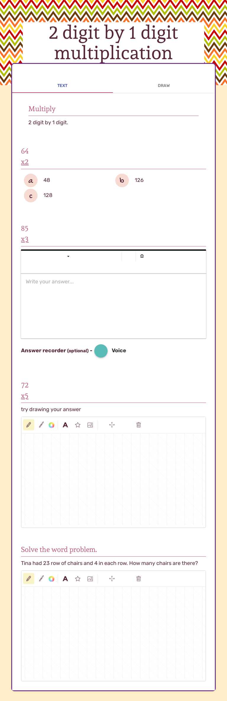 2 digit by 1 digit multiplication by Young, Darnesha | Interactive ...