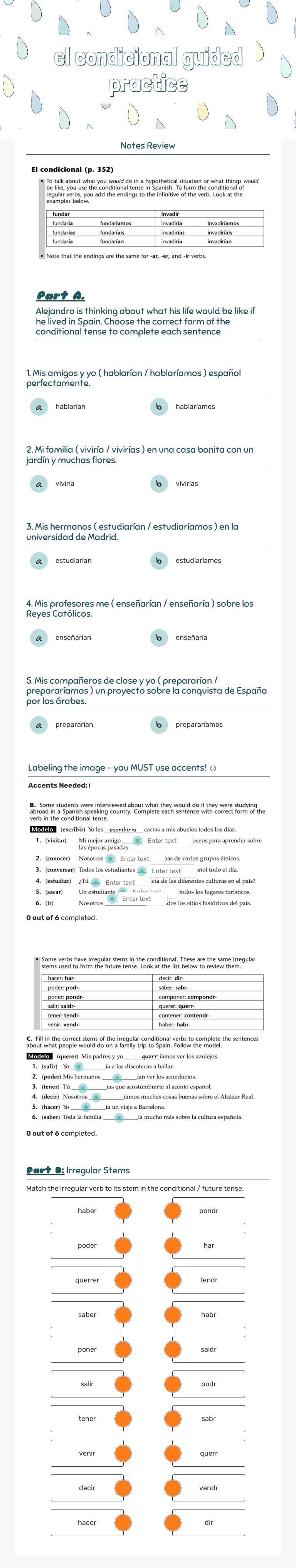 el condicional
guided practice worksheet preview image