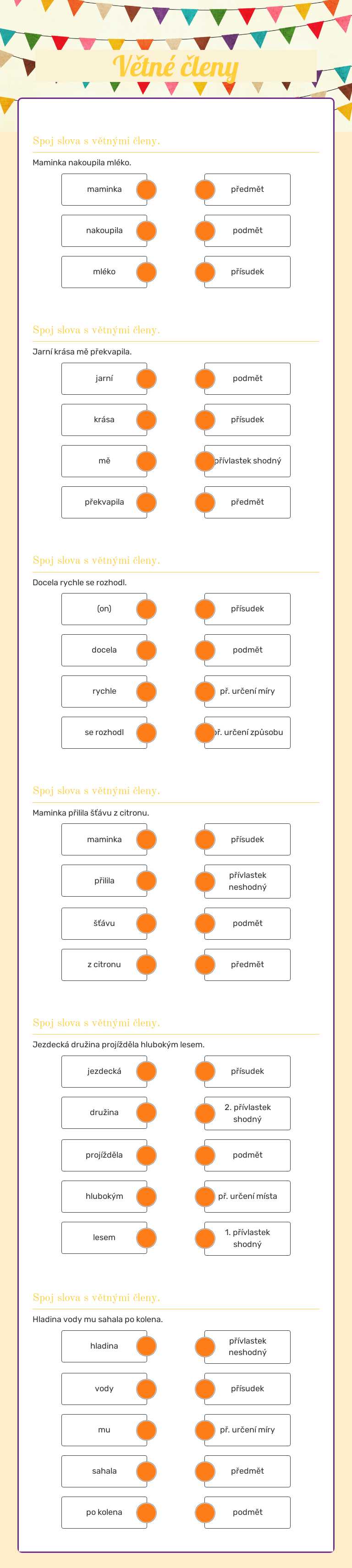 Větné členy worksheet preview image