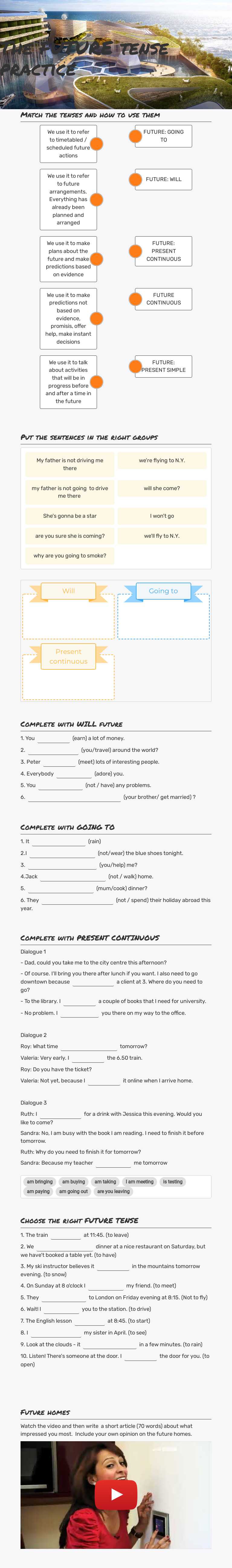 The FUTURE tense practice worksheet preview image