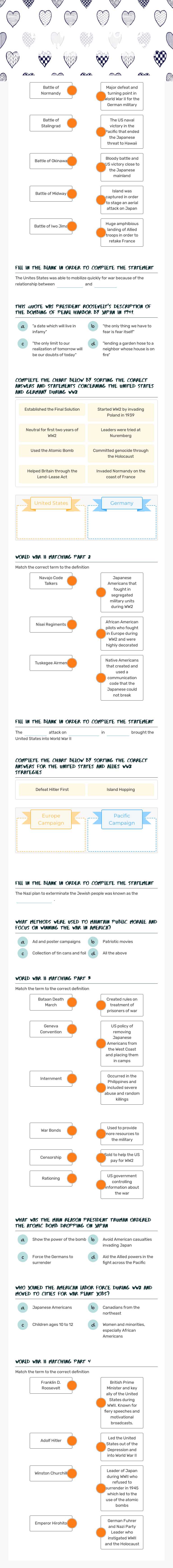 EOY VUS 11: World War II Review (2015) worksheet preview image