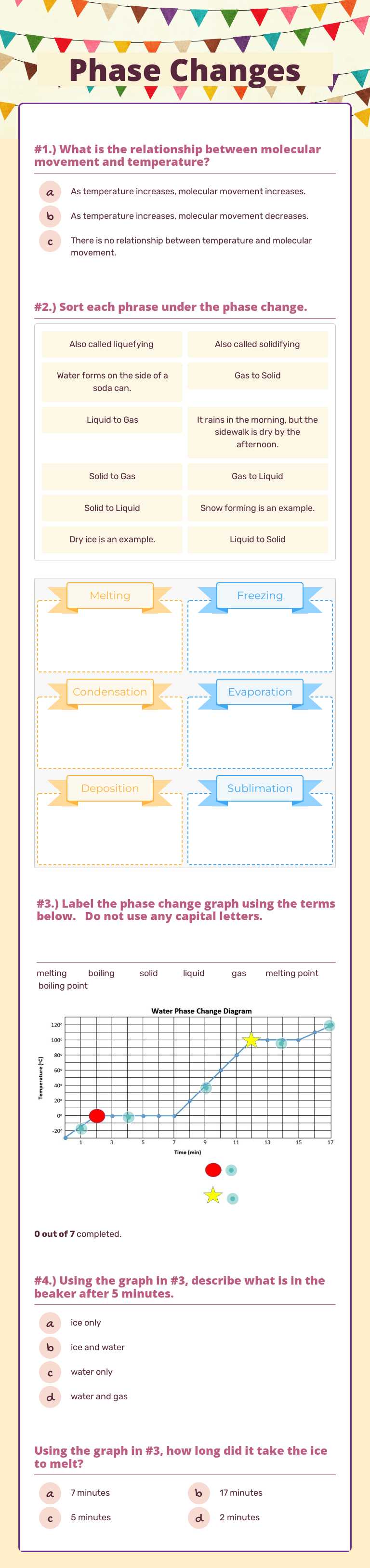 Phase Changes worksheet preview image