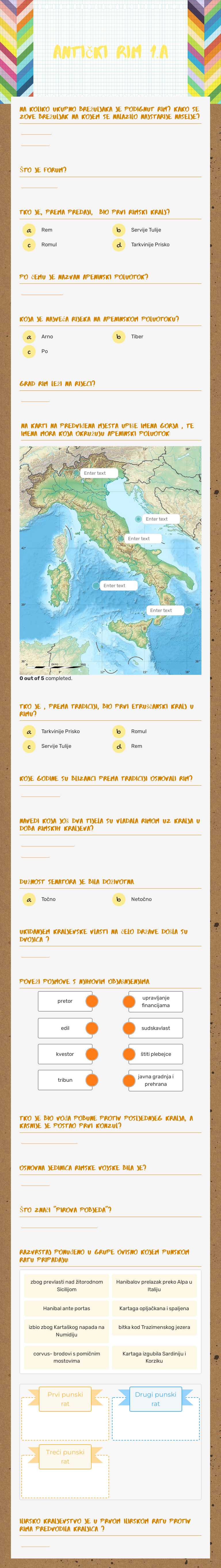 Antički rim 1.a worksheet preview image