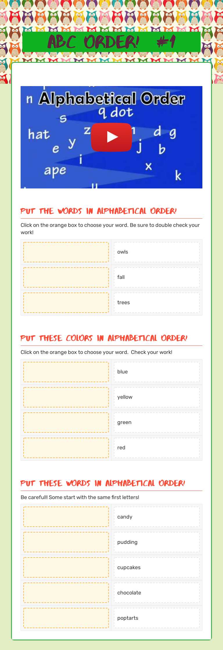 ABC Order! $#1 Grade 3 worksheet preview