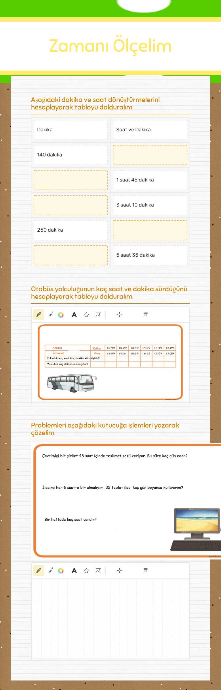 Zamanı Ölçelim worksheet preview image