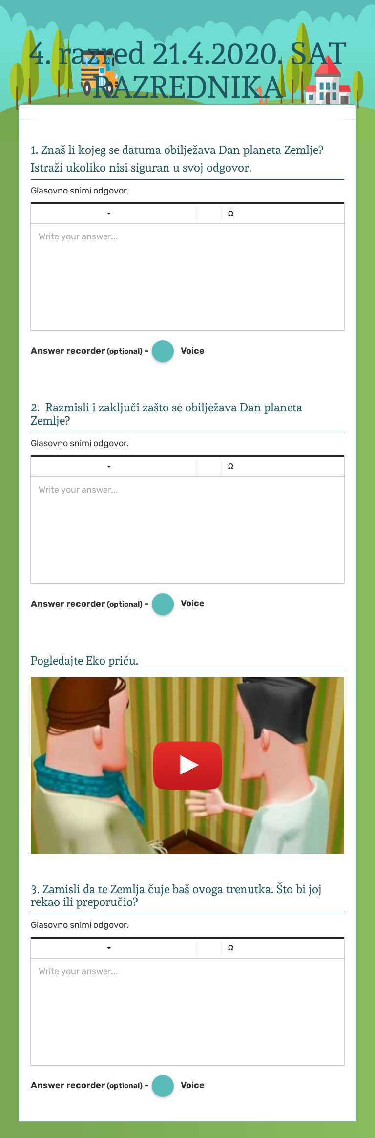 4. razred             21.4.2020.           SAT RAZREDNIKA worksheet preview image