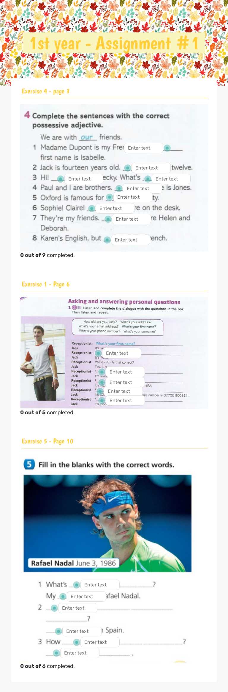 1st year - Assignment #1 worksheet preview image