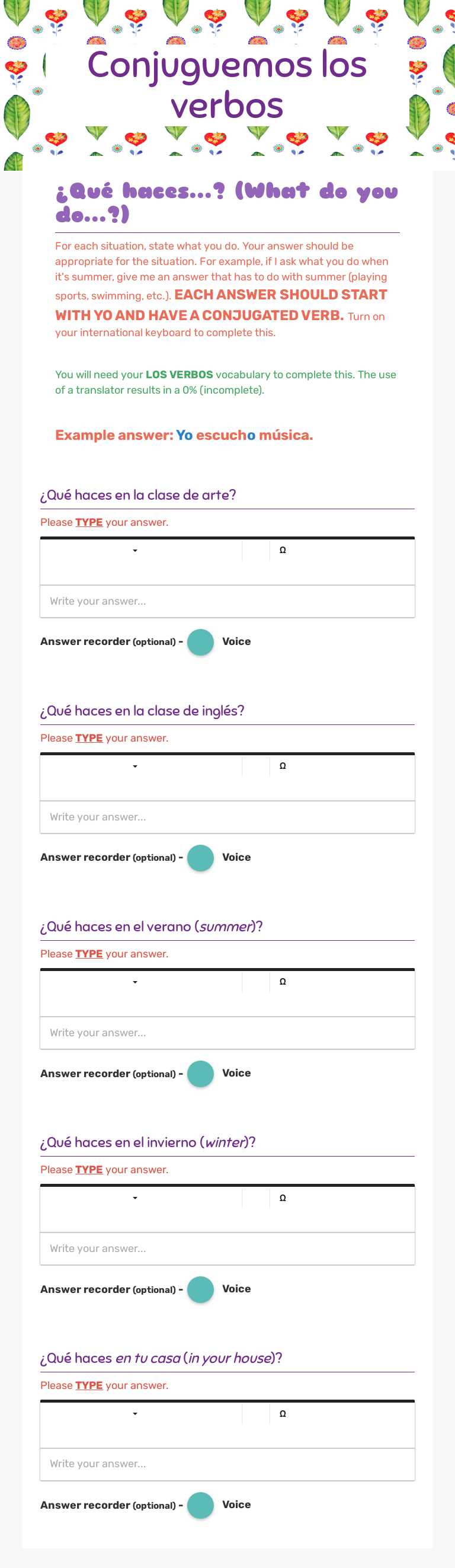 Conjuguemos los verbos worksheet preview image
