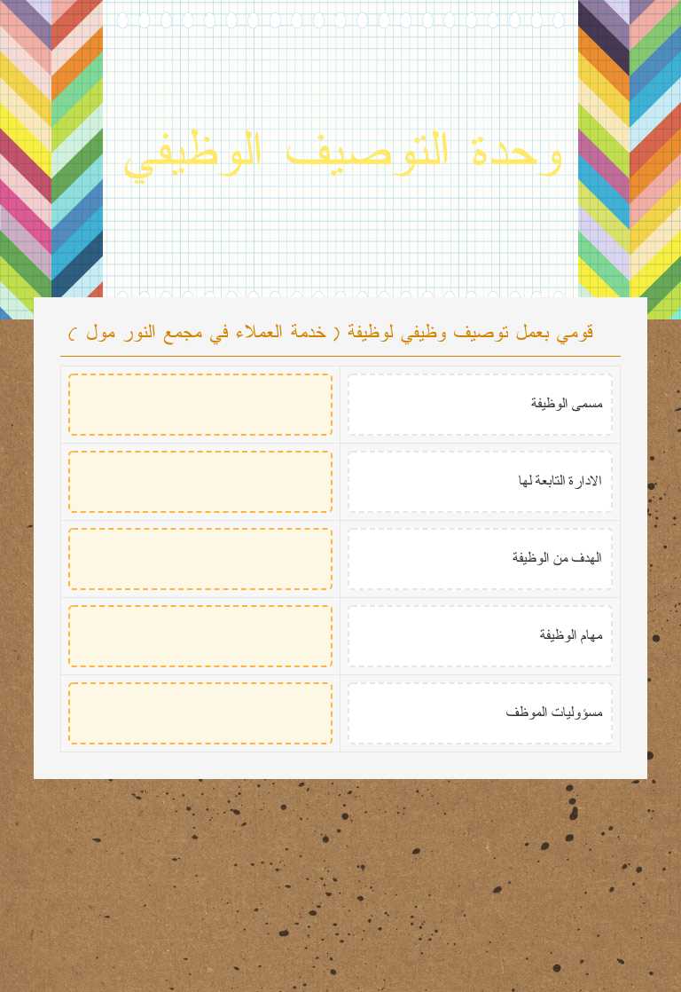 وحدة التوصيف الوظيفي worksheet preview image