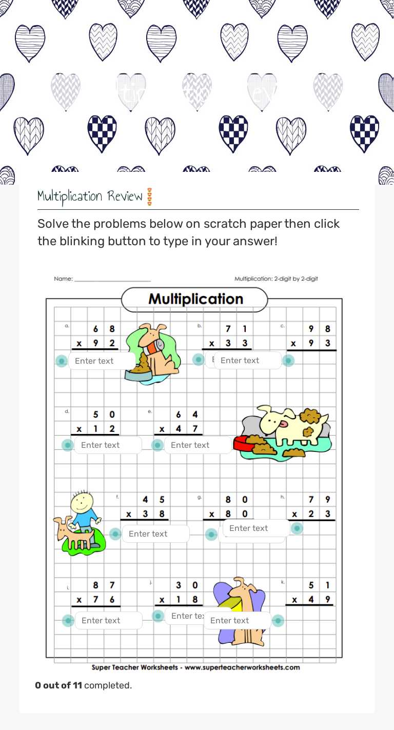 Multiplication Review worksheet preview image