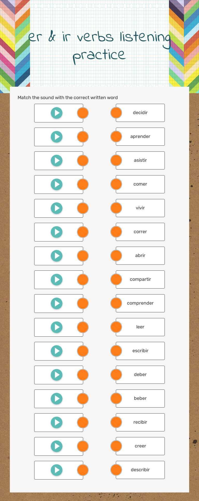 er & ir verbs listening practice Grade 7 worksheet preview