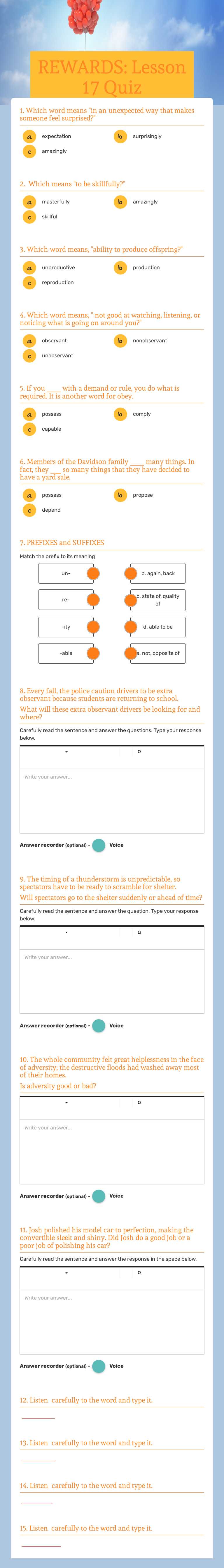 REWARDS: Lesson 17 Quiz worksheet preview image