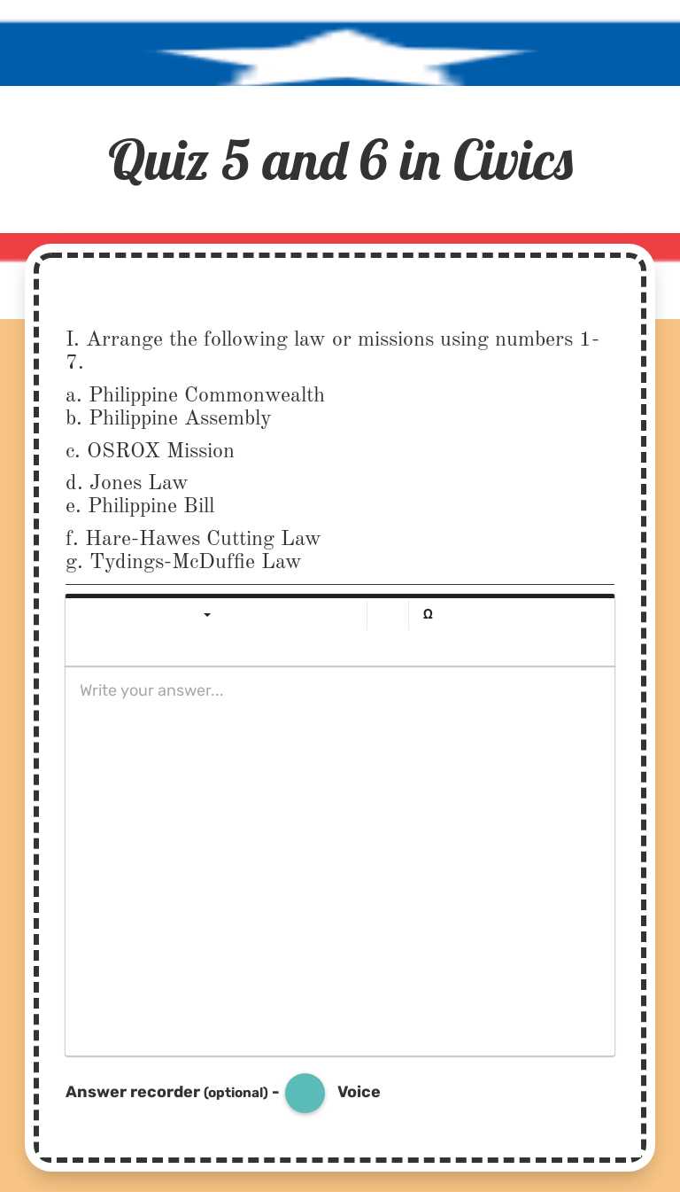 Quiz 5 and 6 in Civics worksheet preview