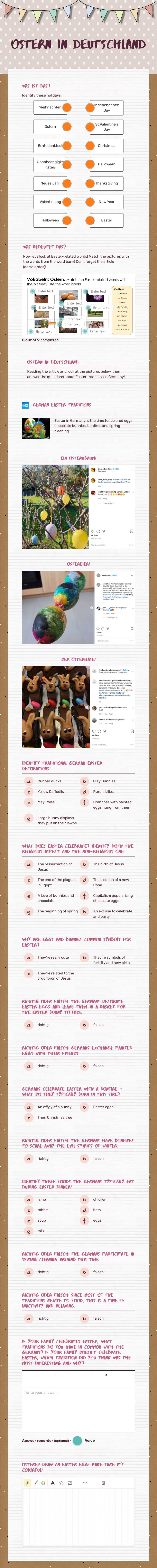 Ostern in Deutschland worksheet preview image