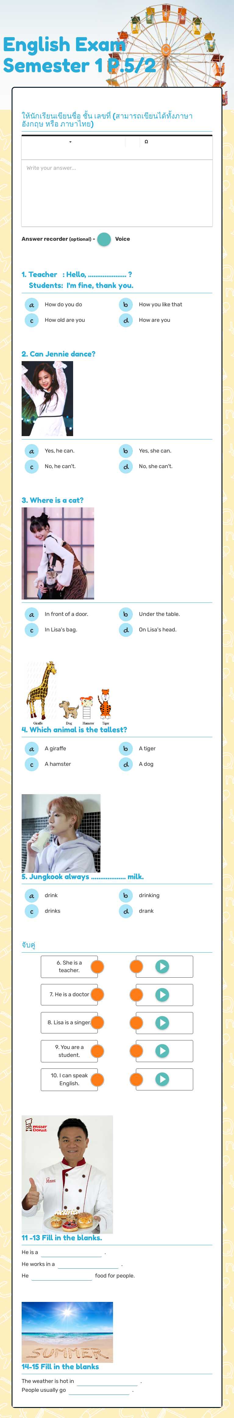 English Exam Semester 1
P.5/2 worksheet preview