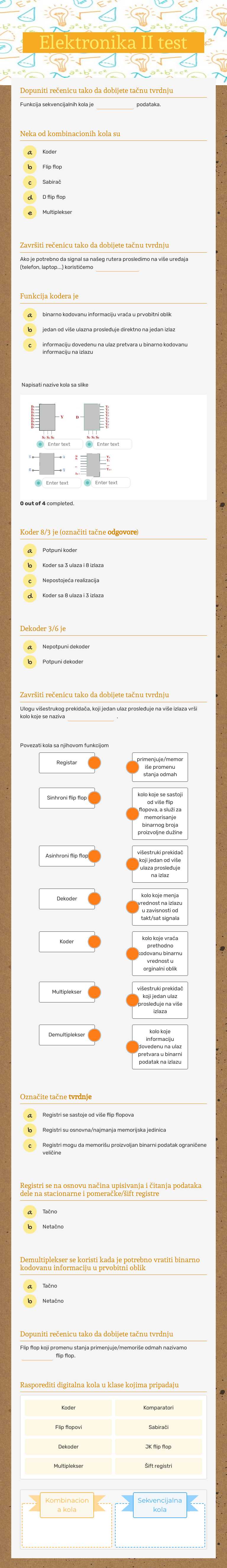 Elektronika II test worksheet preview image