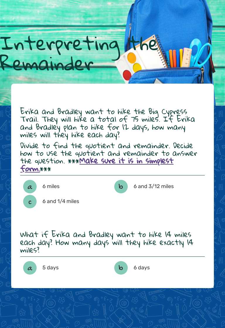 Interpreting the Remainder worksheet preview image