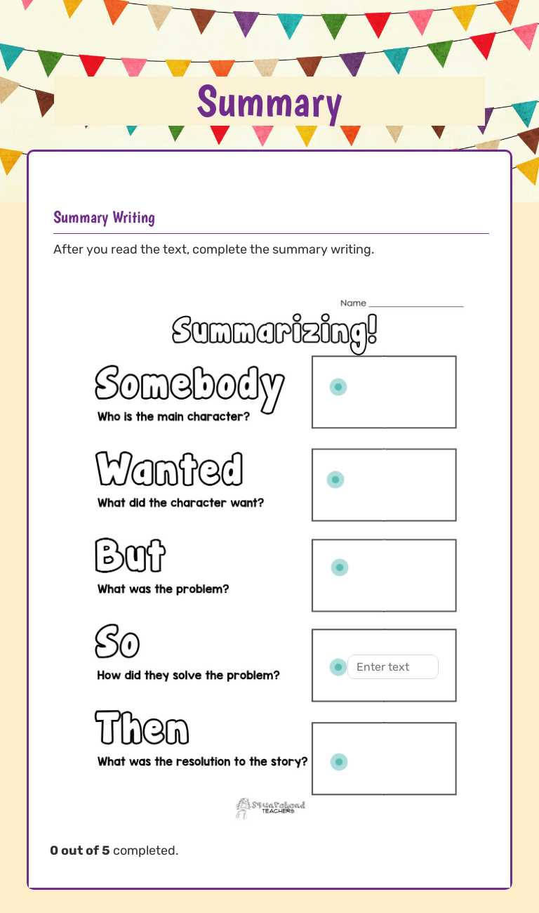 Summary Grade 8 worksheet preview