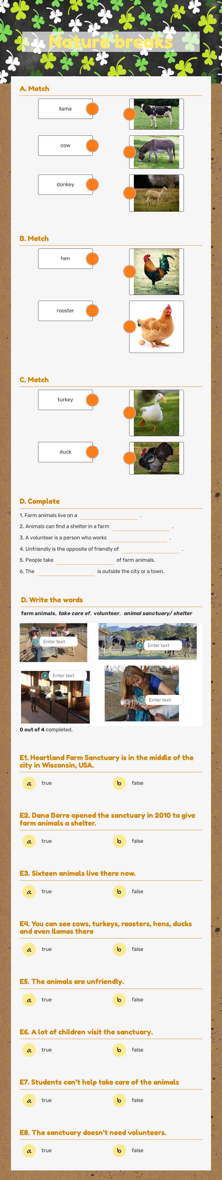 Nature breaks worksheet preview image