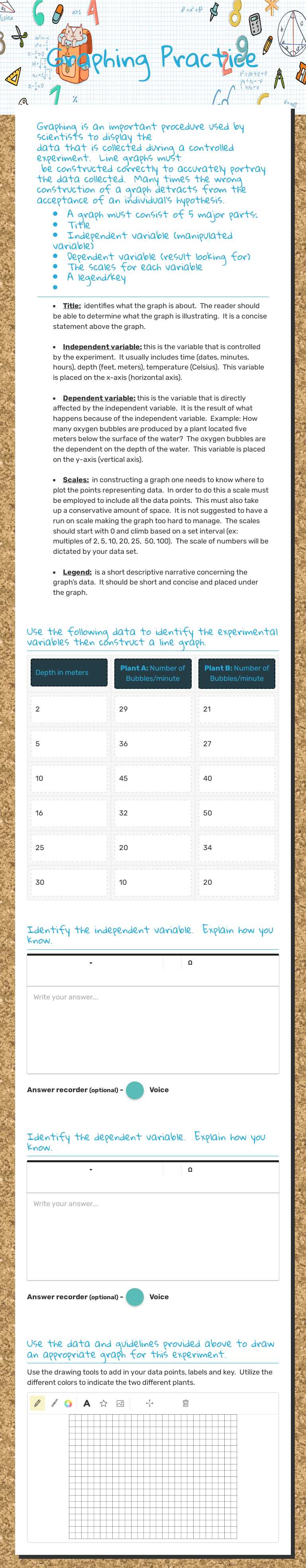 Graphing Practice worksheet preview image
