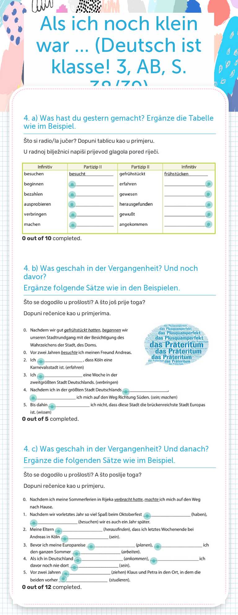Als ich noch klein war ... (Deutsch ist klasse! 3, AB, S.  38/39) worksheet preview image