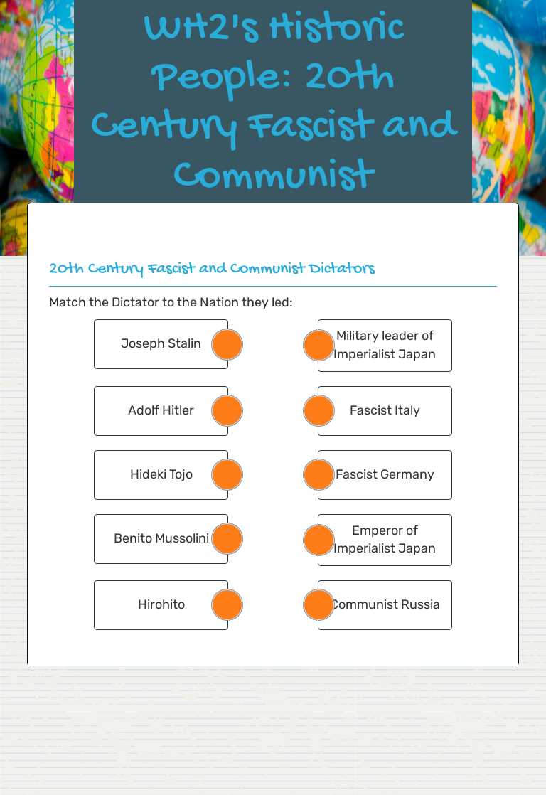 WH2's Historic People: 20th Century Fascist and Communist Dictators worksheet preview image