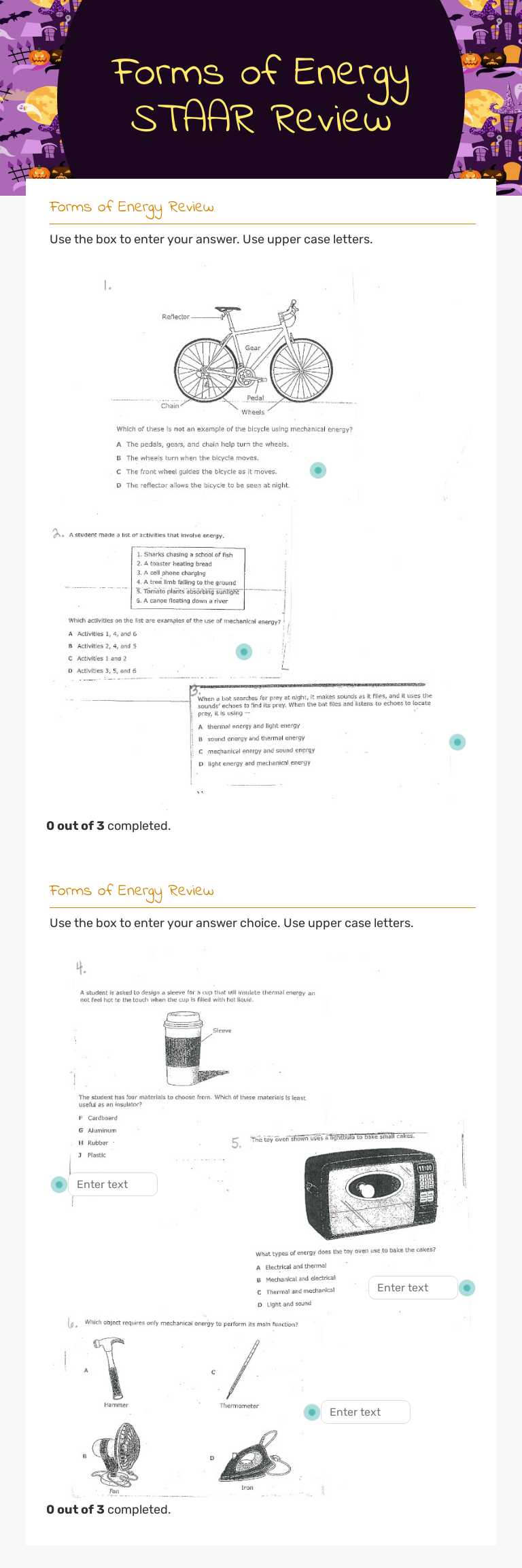 Forms of Energy STAAR Review worksheet preview image