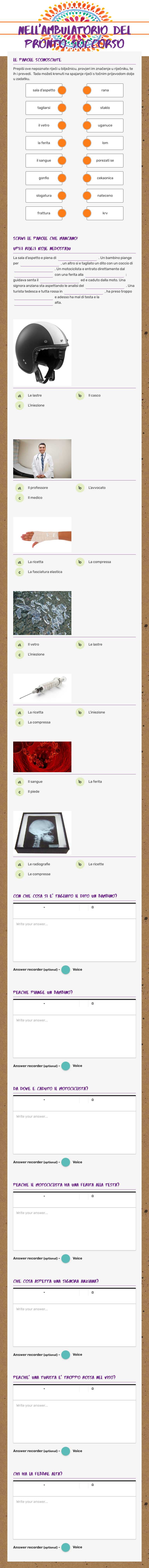 Nell'ambulatorio del pronto soccorso worksheet preview image