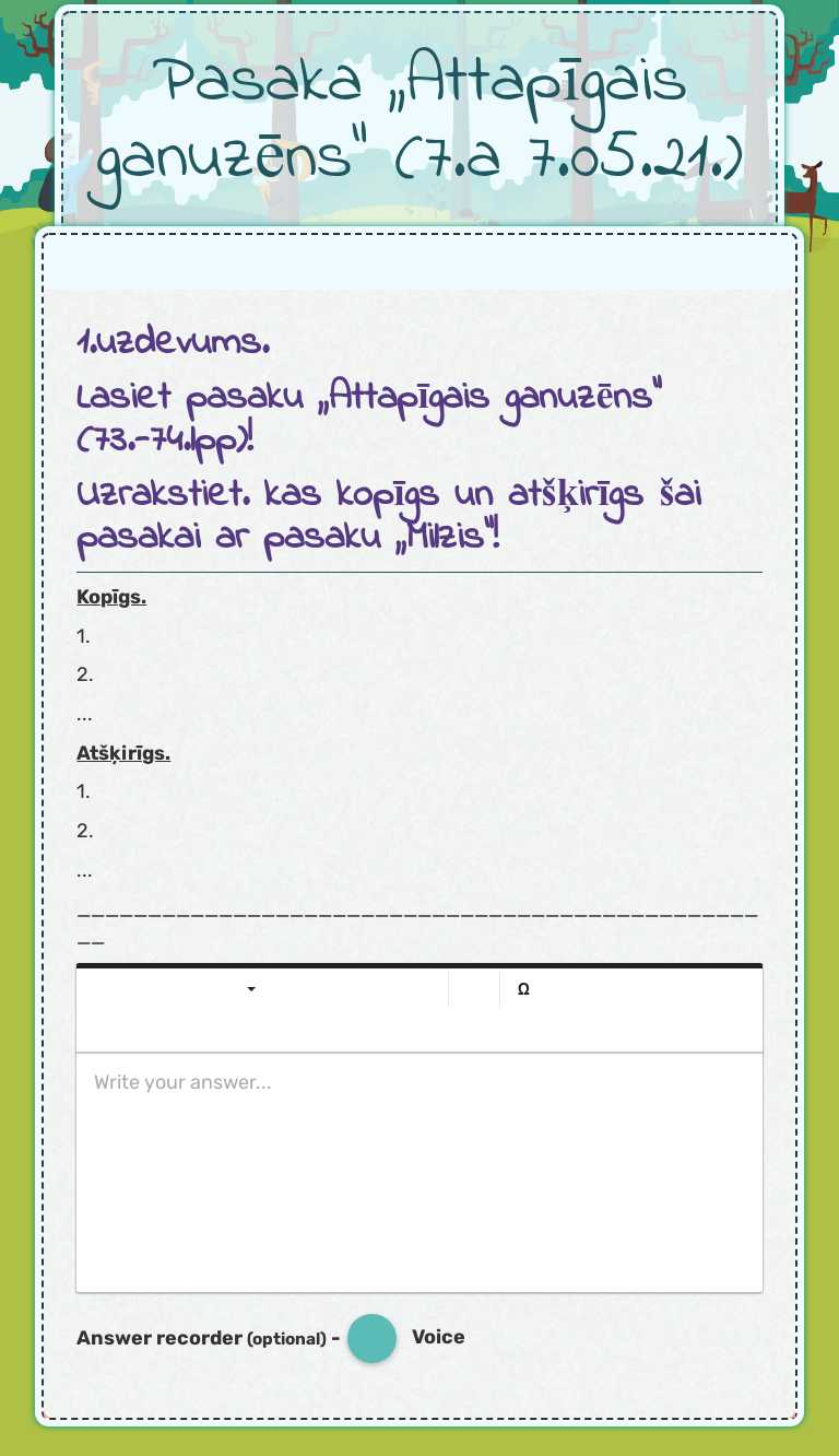 Pasaka ,,Attapīgais ganuzēns" (7.a 7.05.21.) worksheet preview image