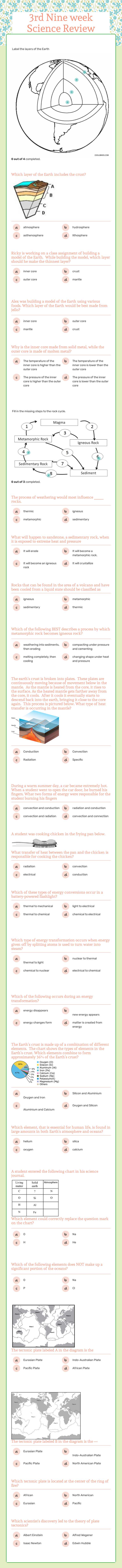 6th Grade Midterm Science Review worksheet preview image
