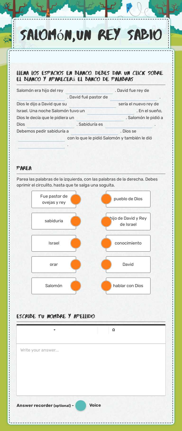 Salomón,un rey sabio worksheet preview image