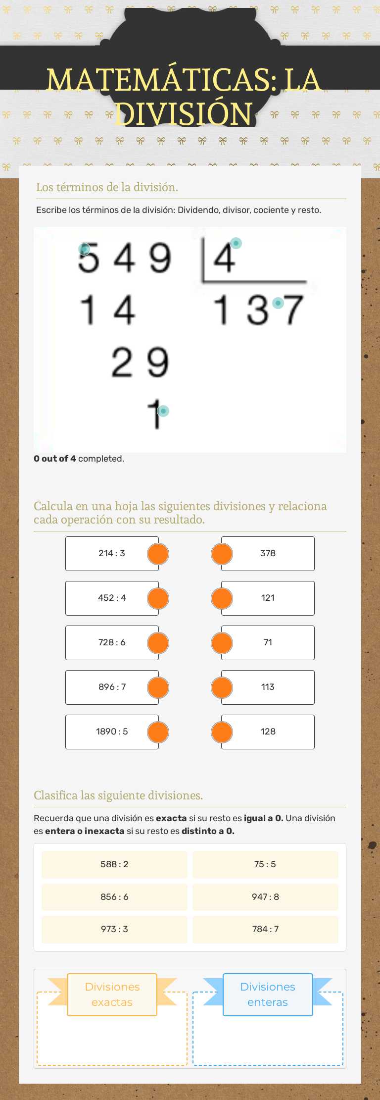 MATEMÁTICAS: LA DIVISIÓN worksheet preview image
